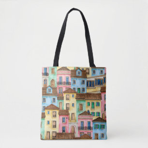 Tote Bag Aquarelle transparente motif avec Portugal abrite