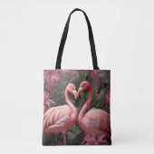 Tote Bag Aquarelle Tropical Rose Flamant rose Romance (Devant)