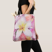Tote Bag Aquarelle tropicale de la plumeria d'Hawaï (De près)