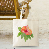 Tote Bag Aquarelle tropicale Hibiscus orange
