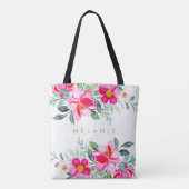 Tote Bag Aquarelle tropicale rose-chaud Bouquets floraux No (Dos)