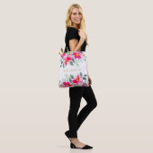 Tote Bag Aquarelle tropicale rose-chaud Bouquets floraux No (Sur le modèle)