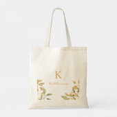 Tote Bag Aquarelle Verdure Élégant Monogramme Bible Verse (Dos)