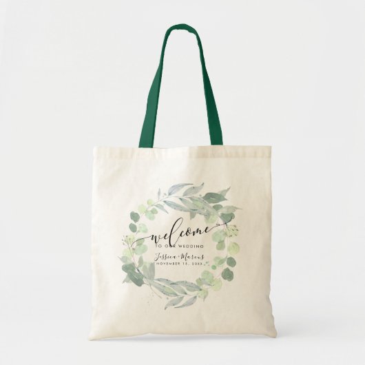Tote Bag Aquarelle Verdure Eucalyptus Globuleux Bleu Bienve (Devant)