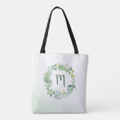Tote Bag Aquarelle Verdure Monogramme de couronne (Dos)