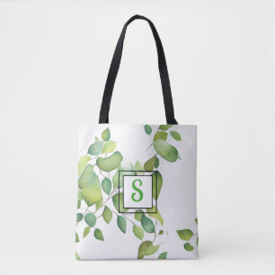 Tote Bag Aquarelle vert eucalyptus feuillage vert
