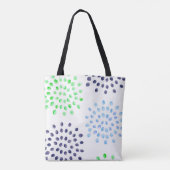Tote Bag Aquarelle Vert Navy Bleu Clair Pétales de Fleur (Dos)