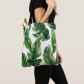 Tote Bag Aquarelle verte Feuille Motif (De près)