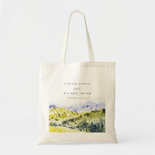 Tote Bag Aquarelle verte Jaune Campagne Hills Mariage