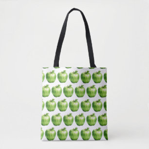 Tote Bag Aquarelle verte Motif Apple réaliste