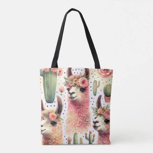 Tote Bag Aquarelle vintage Cute Llama (Dos)