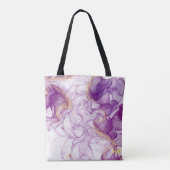 Tote Bag Aquarelle violet Arrière - plan avec des feuilles (Dos)