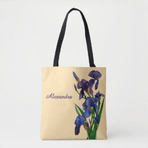 Tote Bag Aquarelle violet élégant Iris Floral