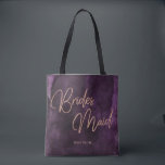 Tote Bag Aquarelle violette Rose or Bridesmaid Monogramme<br><div class="desc">Aquarelle violet foncé & Rose Gold Faux Foil en lettres parfaites pour les mariages d'automne ou d'hiver Monogramme sacs fourre-tout de femme de chambre Avec une police de script à la main tendance! ~ Regardez ma boutique pour voir toute la collection de mariages avec ce design!</div>