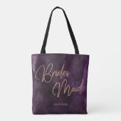 Tote Bag Aquarelle violette Rose or Bridesmaid Monogramme (Dos)