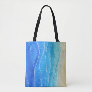 Tote Bag Aquarelle vue mer et plage.