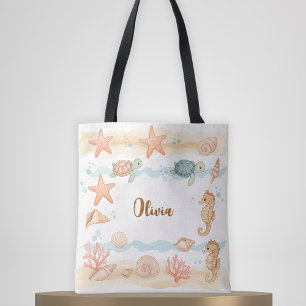 Tote Bag Aquarelle Whimsical Baby Sea Creats