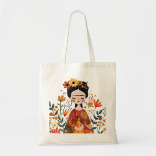 Tote Bag Aquarelle Whimsical Cute Frida Kahlo Illustration