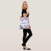 Tote Bag Aquarelle Whimsical Floral Nom personnalisable (Sur le modèle)