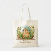 Tote Bag Aquarelle Whimsical Happy Groundhog Day (Devant)