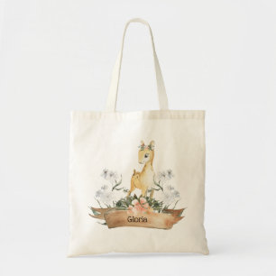 Tote Bag Aquarelle Woodland Baby Fawn Nom personnalisé