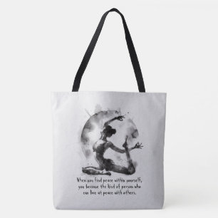 Tote Bag Aquarelle Yoga Reiki Pose King Pigeon à une jambe