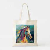 Tote Bag Aquarelles Illustration de la tête de cheval (Dos)