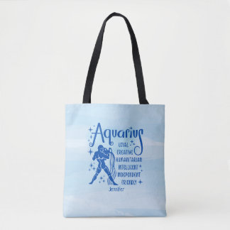 Tote Bag Aquarius moderne Zodiac Horoscope Personnalisé