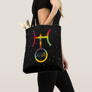 Tote Bag Aquarius Uranus Symbole planétaire Tie Dye étoilé