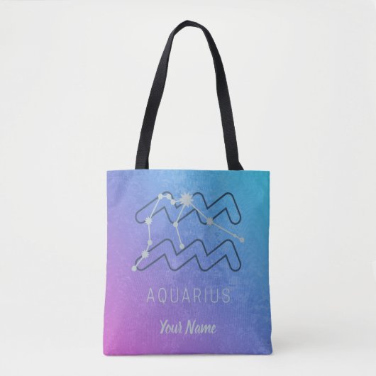 Tote Bag Aquarius Zodiac Star Sign Watercolor Horoscope (Devant)