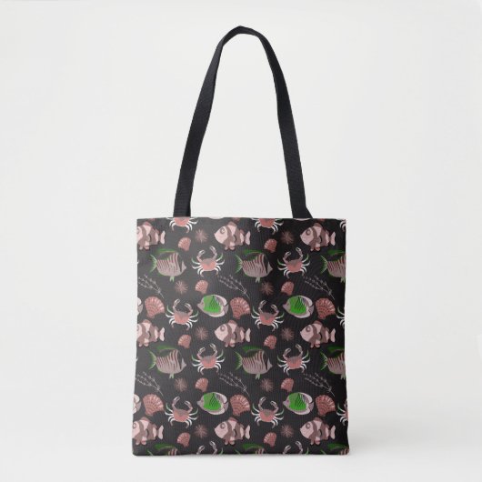 Tote Bag Aquatic animals pattern | ocean underwater life 12 (Devant)
