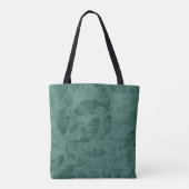 Tote Bag Aquatic Fish Stencil Art Teal Bokeh Pattern (Dos)