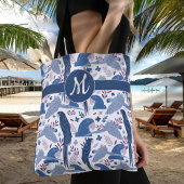 Tote Bag Ara Parrot bleu Tropical Leave Motif Monogramme