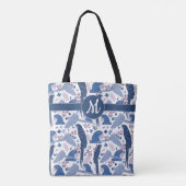 Tote Bag Ara Parrot bleu Tropical Leave Motif Monogramme (Dos)