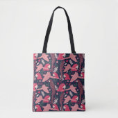 Tote Bag Ara Parrot rouge rose dessin Tropical Leave Motif (Devant)