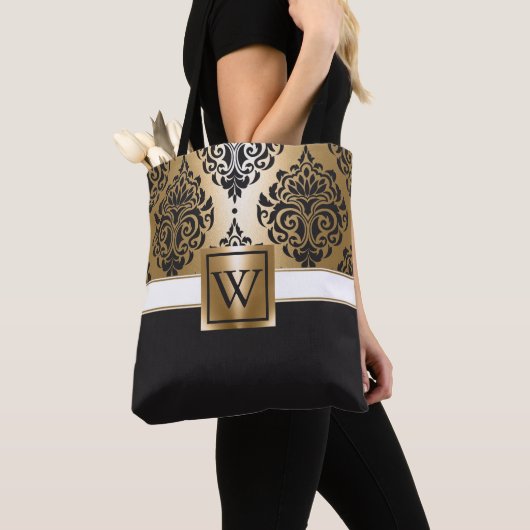 Tote Bag Arabes noirs et d'or (De près)