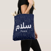 Tote Bag Arabic "Salaam" Peace with Golden Falling Stars (De près)