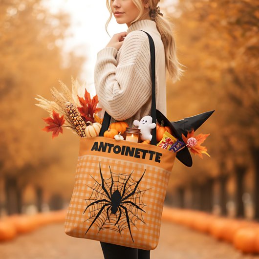 Tote Bag Araignée d'Halloween dans une toile d'araignée car
