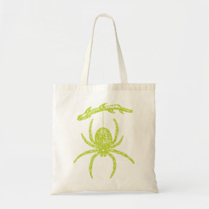 Tote Bag Araignée Verte Suspendue De Branche