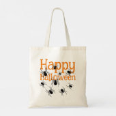 Tote Bag Araignées Joyeux Halloween noir et orange (Dos)