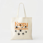Tote Bag Araignées Joyeux Halloween noir et orange (Devant)