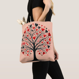 Tote Bag Arbre à cœur illustration aquarelle romantique