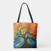 Tote Bag Arbre Abstrait en torchis avec des couleurs vives (Dos)