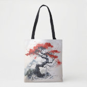 Tote Bag Arbre Abstrait rouge noir (Devant)