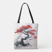 Tote Bag Arbre Abstrait rouge noir (Dos)