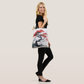 Tote Bag Arbre Abstrait rouge noir (Sur le modèle)