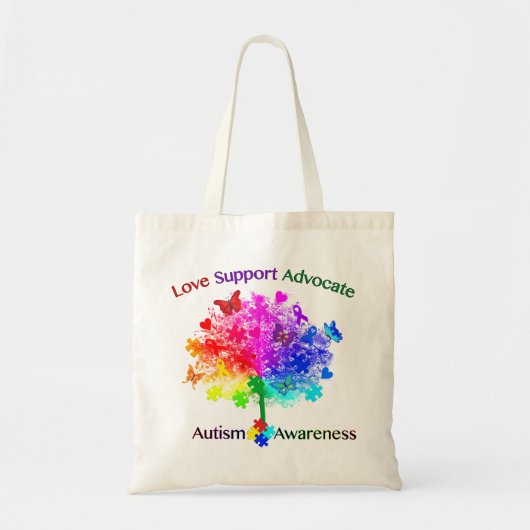 Tote Bag Arbre arc-en-ciel Autisme (Devant)