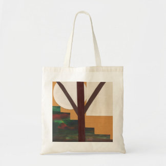 Tote Bag Arbre brun abstrait avec formes géométriques