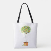 Tote Bag Arbre d'agrume peint d'aquarelle dans le pot (Dos)
