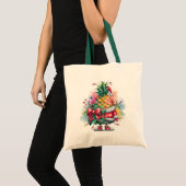 Tote Bag arbre d'ananas de Noël aquarelle (Devant (produit))